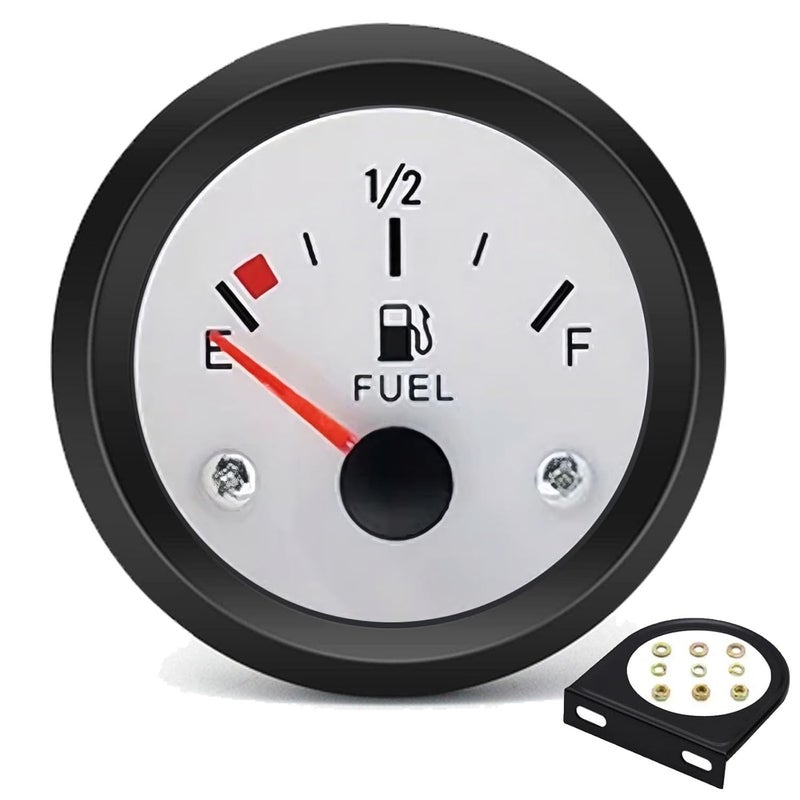 BLLYOGU 2" Fuel Level Gauge,12V Fuel Tank Meter E-1/2-F Pointer Meter 240-33ohm for Car RV Yacht Boat Motorcycle (White) - Image 1